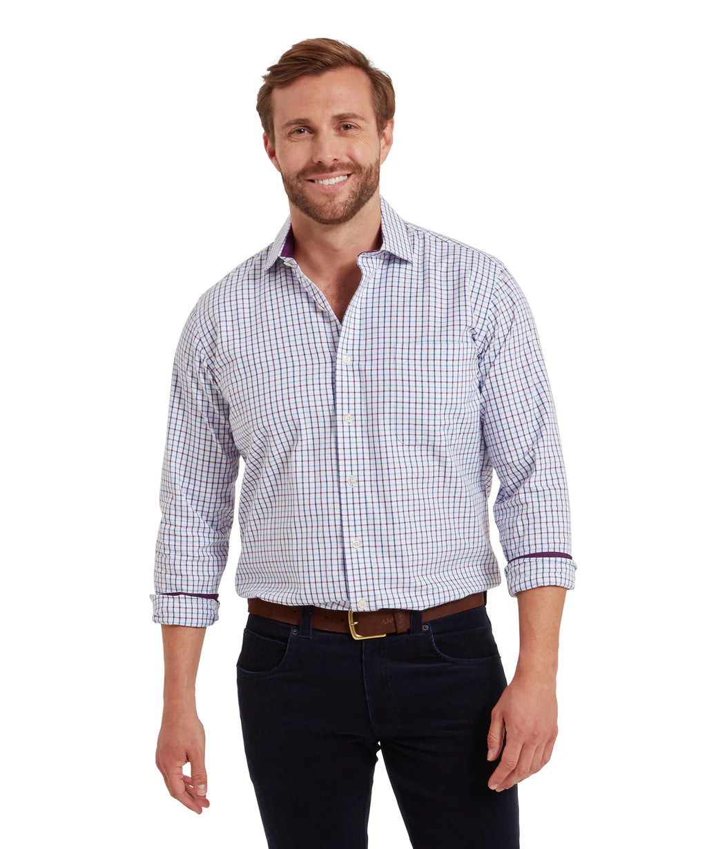 Schoffel, Milton Tailored Shirt - (Purple Check)