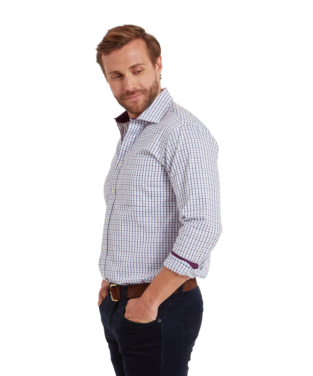 Schoffel, Milton Tailored Shirt - (Purple Check)