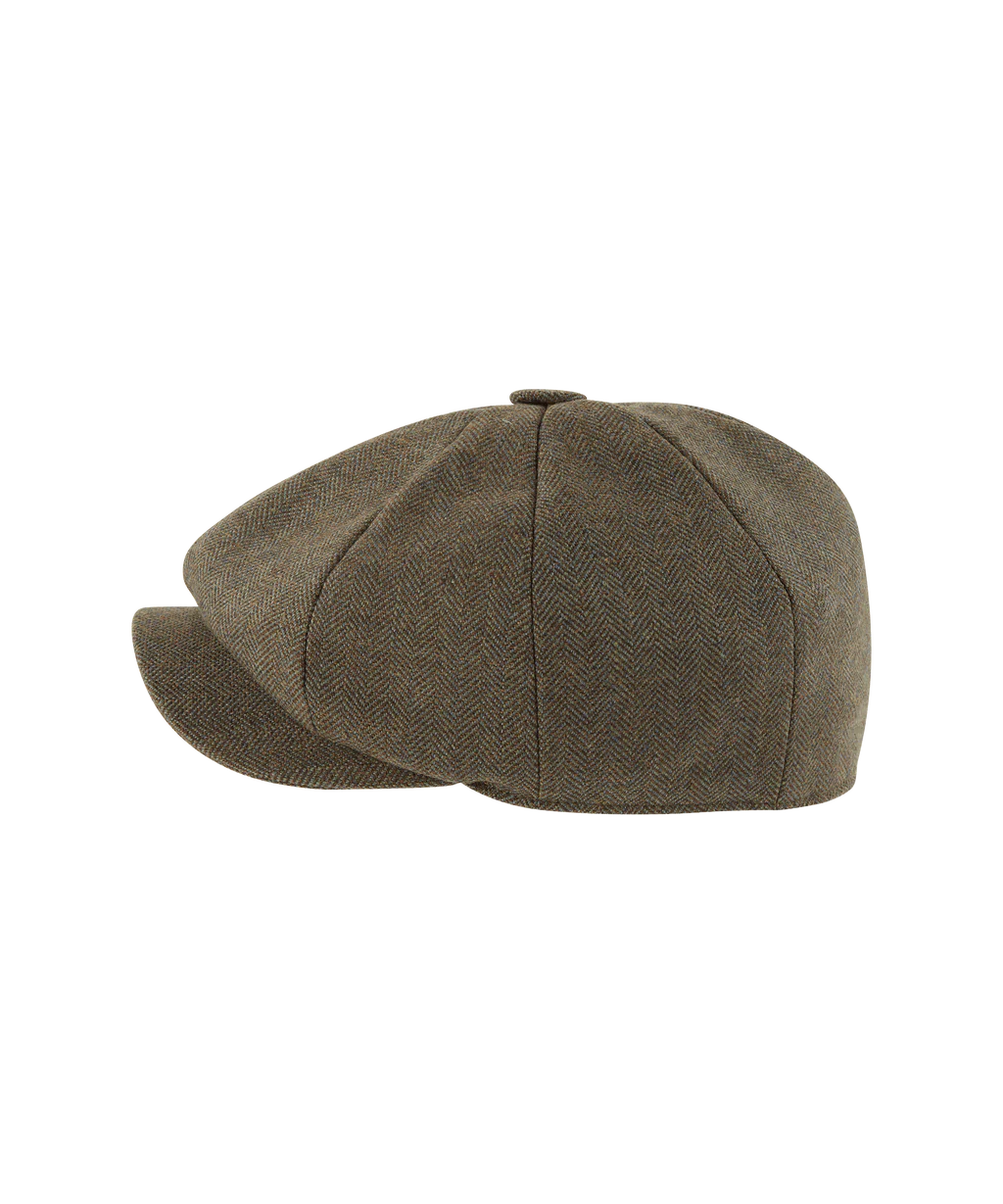 Schoffel, Newsboy Cap - (Loden Green Herringbone Tweed)