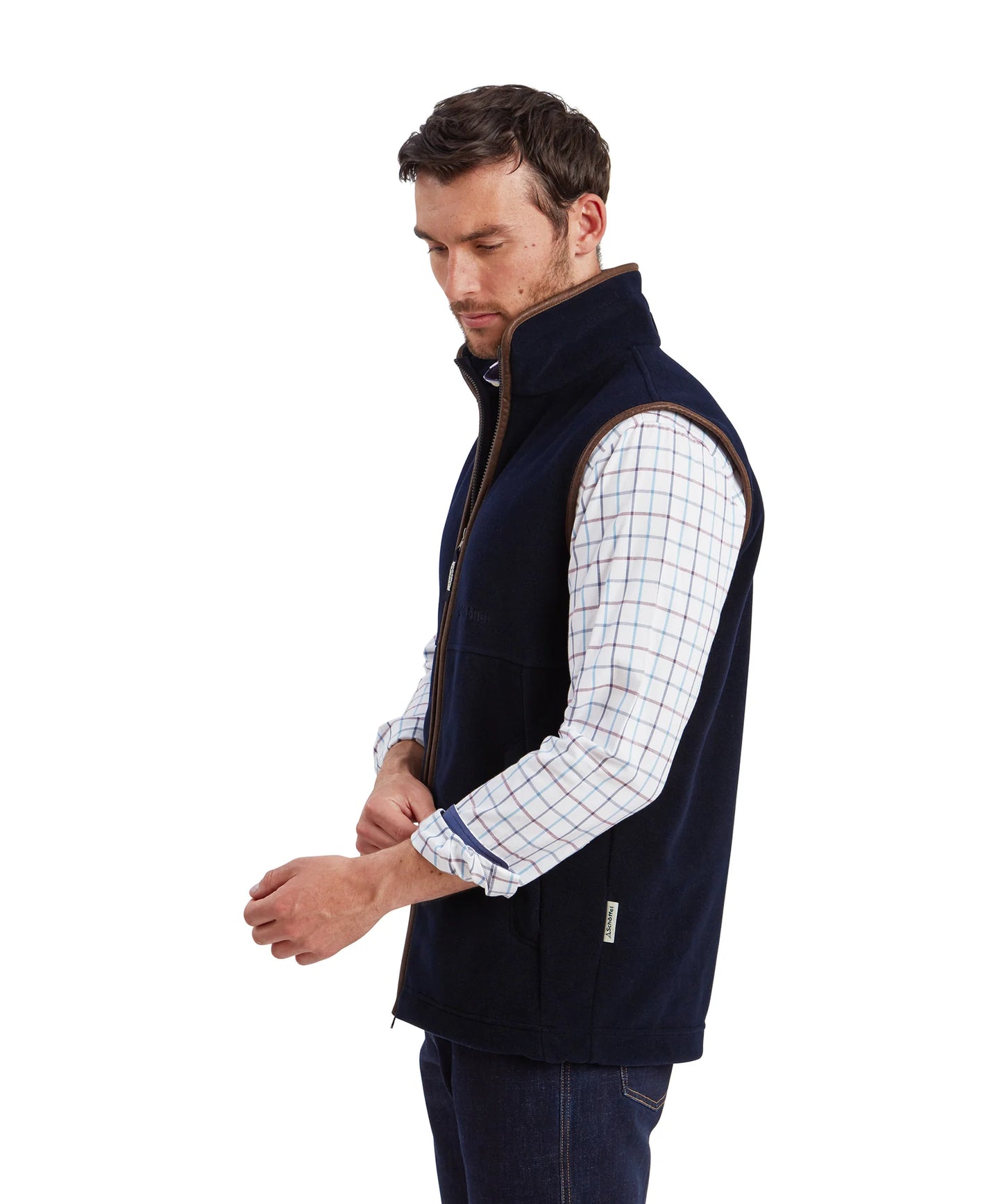 Schoffel Mens Countrywear, the Oakham Fleece Gilet in Navy