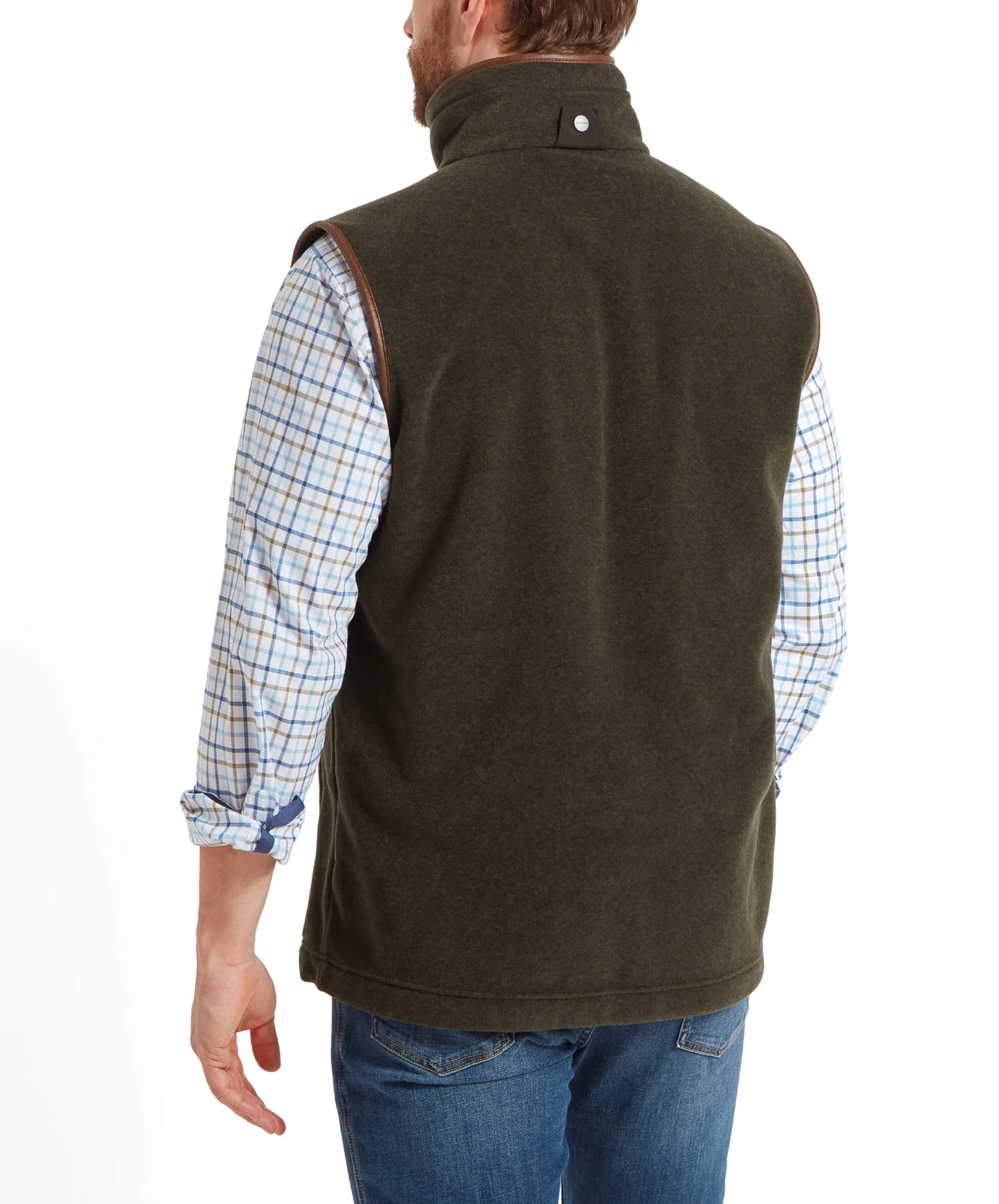 Schoffel Mens Countrywear, the Oakham Fleece Gilet in Dark Olive