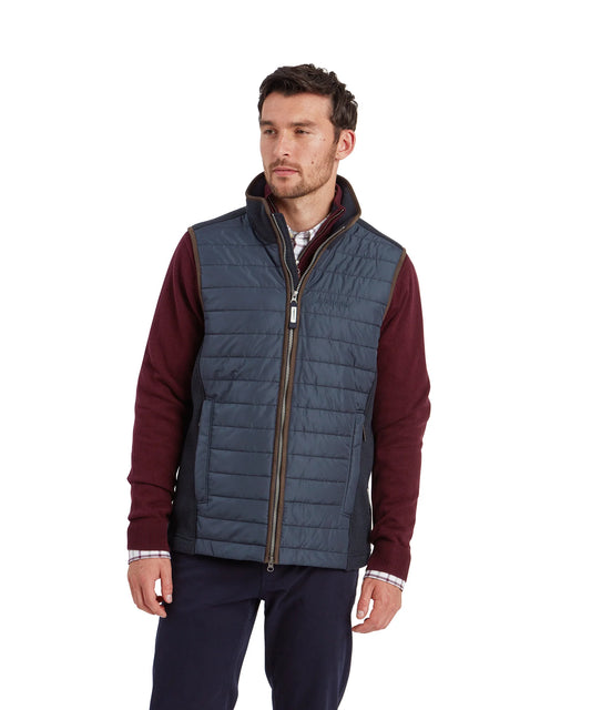 Schoffel Mens Countrywear, the Oakham Hybrid Gilet in Petrol Blue