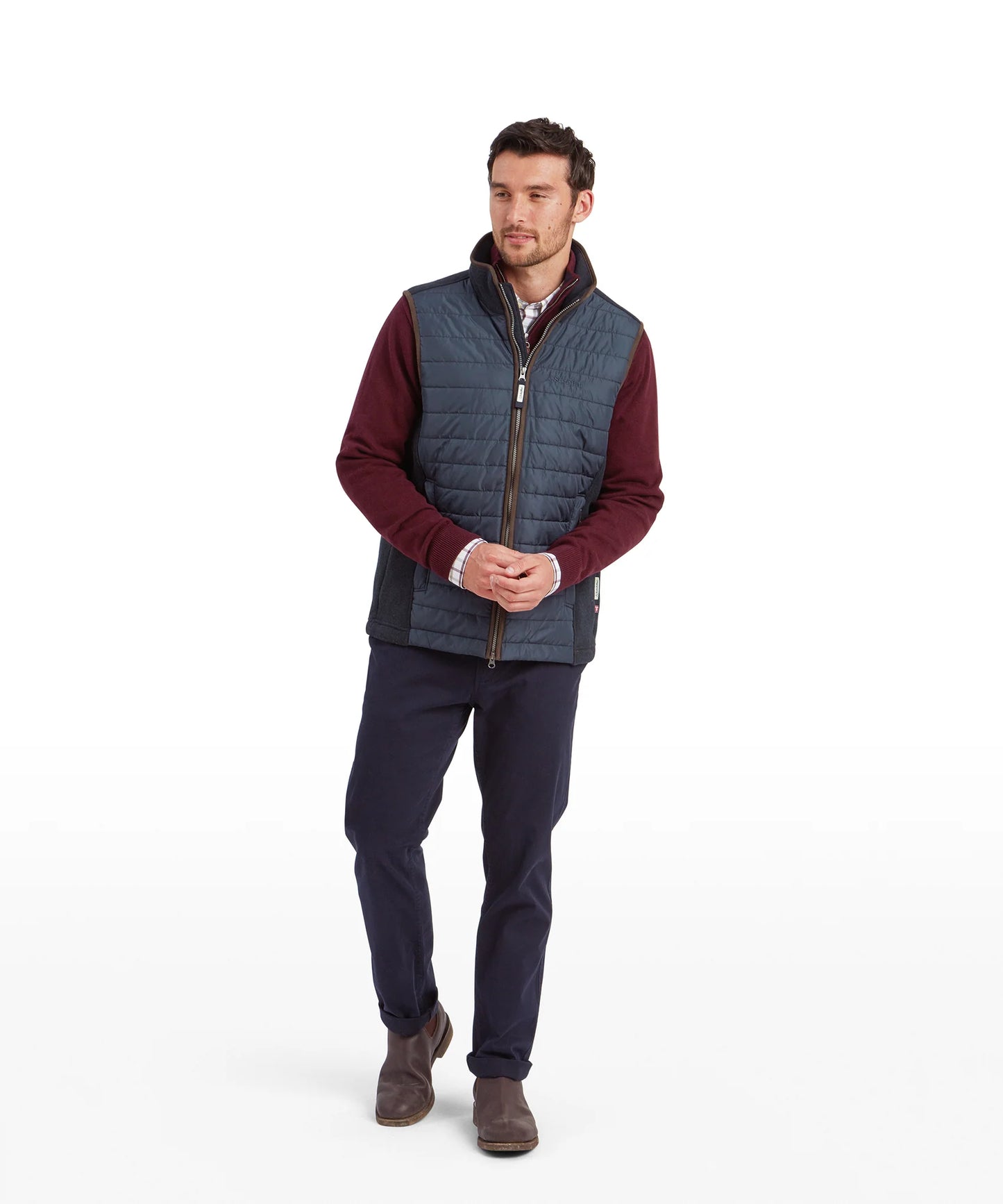 Schoffel Mens Countrywear, the Oakham Hybrid Gilet in Petrol Blue