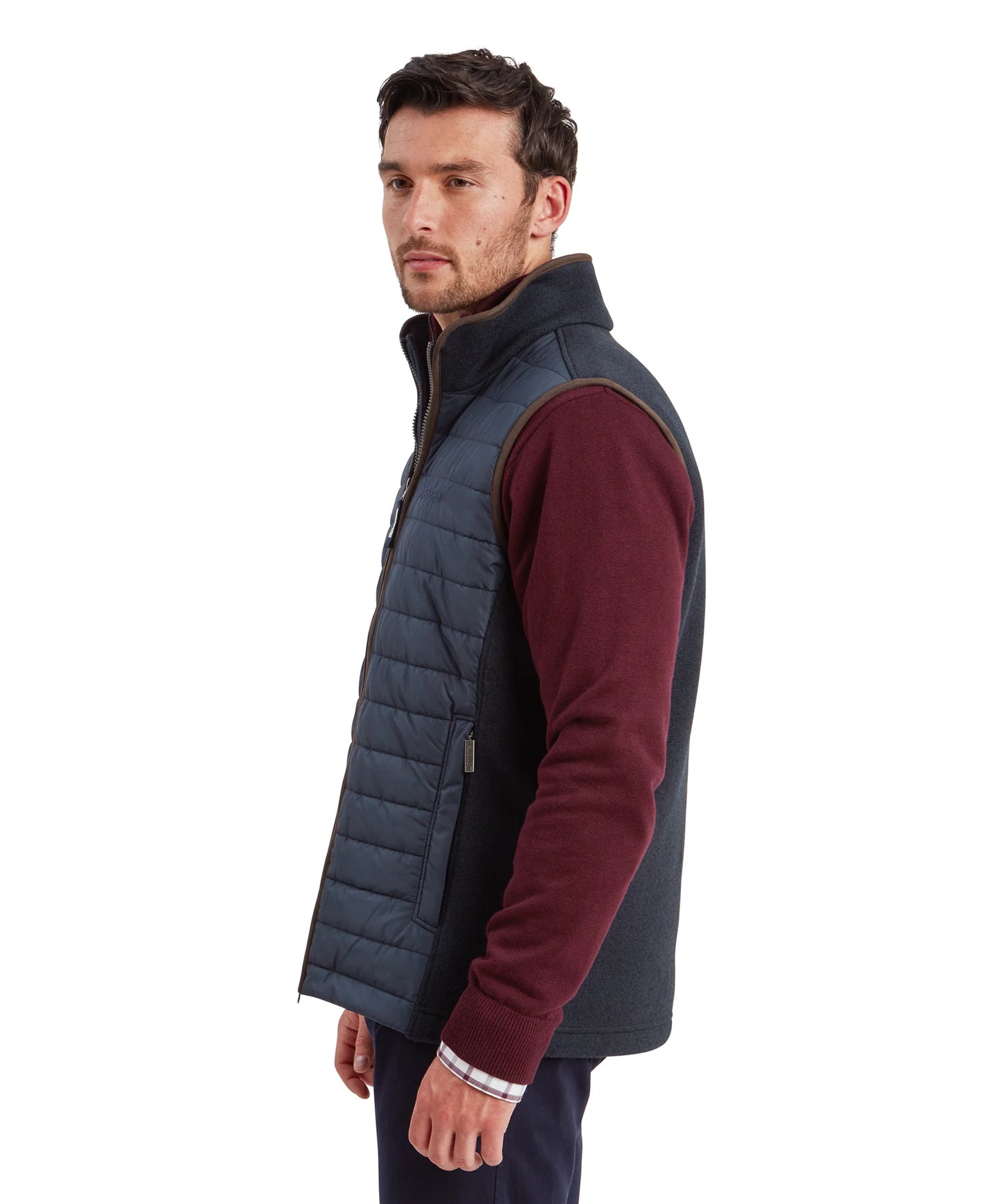 Schoffel Mens Countrywear, the Oakham Hybrid Gilet in Petrol Blue
