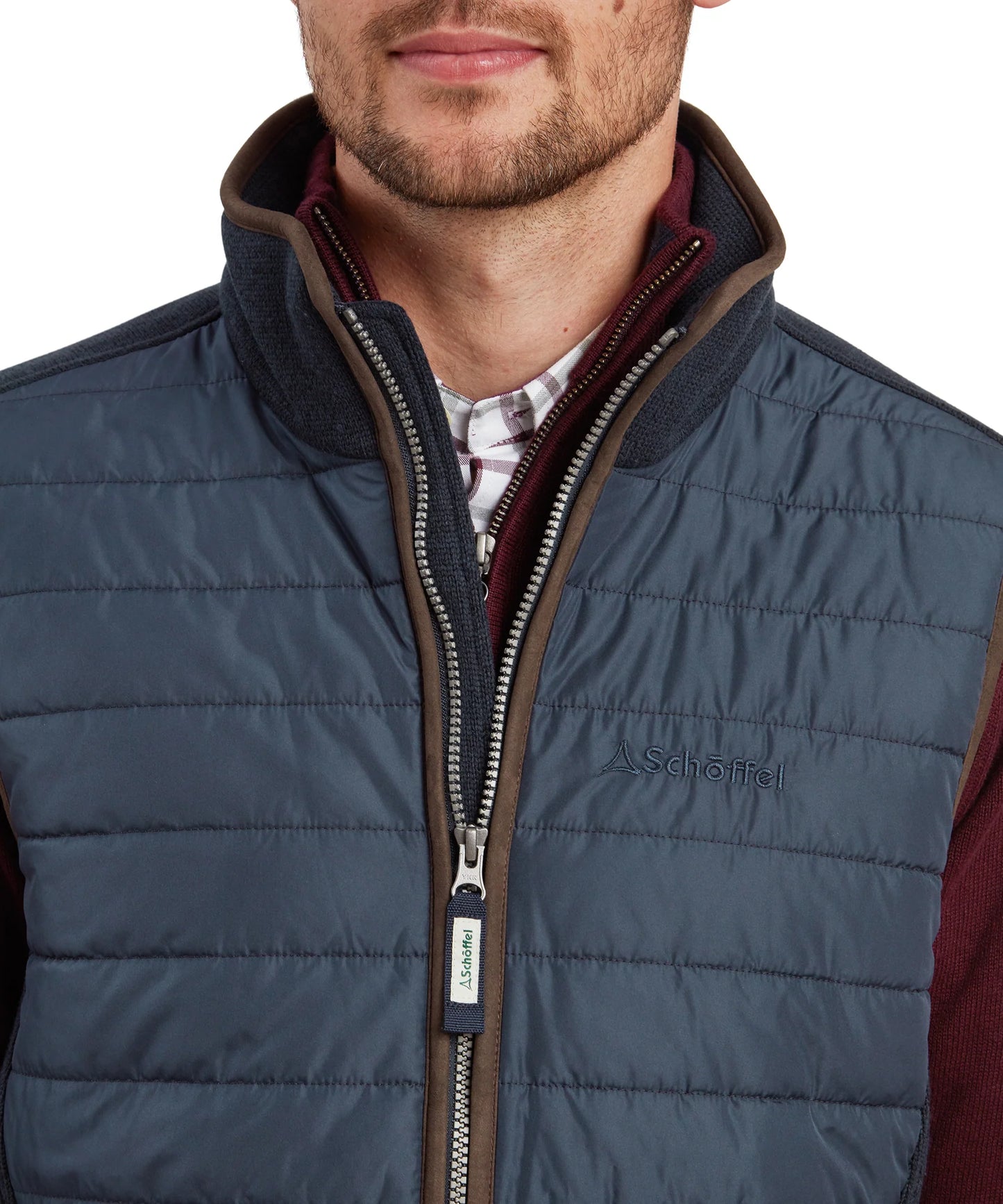 Schoffel Mens Countrywear, the Oakham Hybrid Gilet in Petrol Blue