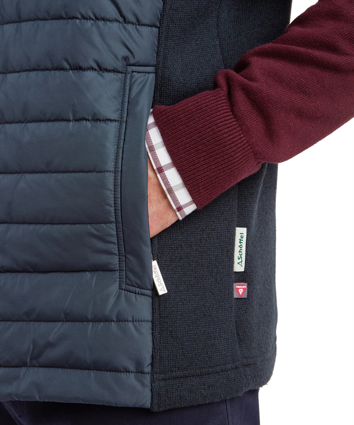 Schoffel Mens Countrywear, the Oakham Hybrid Gilet in Petrol Blue