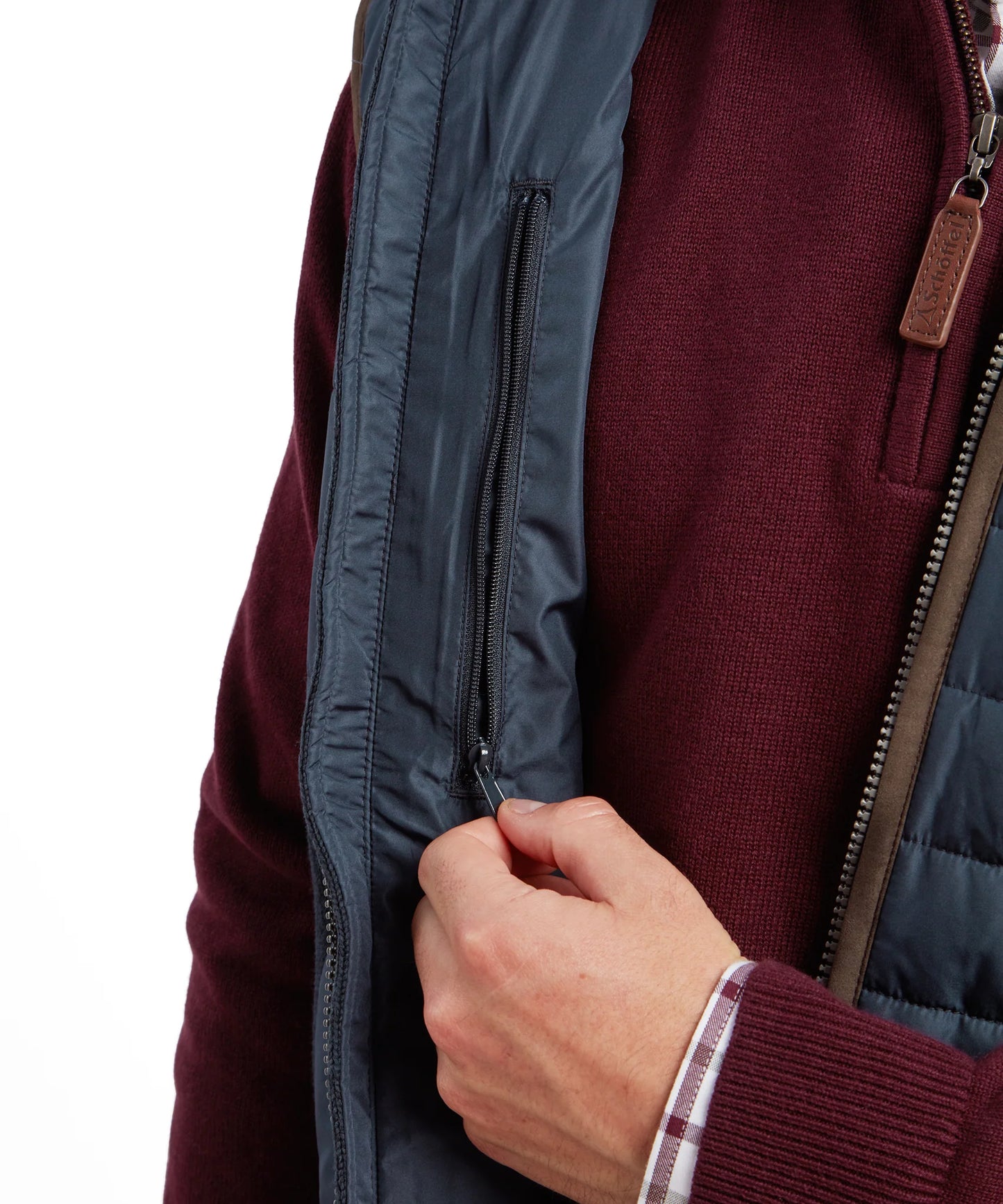 Schoffel Mens Countrywear, the Oakham Hybrid Gilet in Petrol Blue