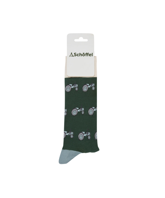 Schoffel Mens Countrywear, the Men'S Single Cotton Sock in Grey Tractor