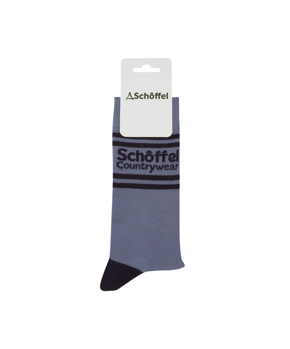 Schoffel Mens Countrywear, the Men'S Single Cotton Sock in Pigeon Blue Retro