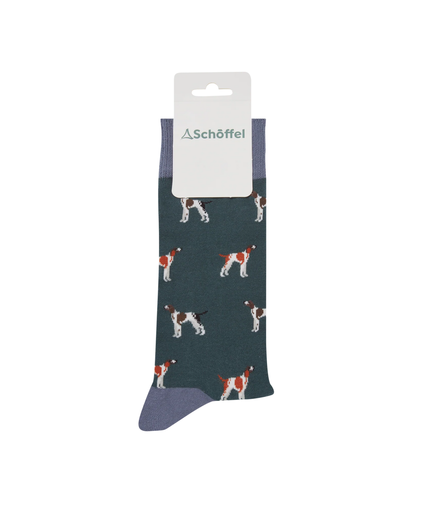 Schoffel Mens Countrywear, the Men'S Single Cotton Sock in Green Pointer