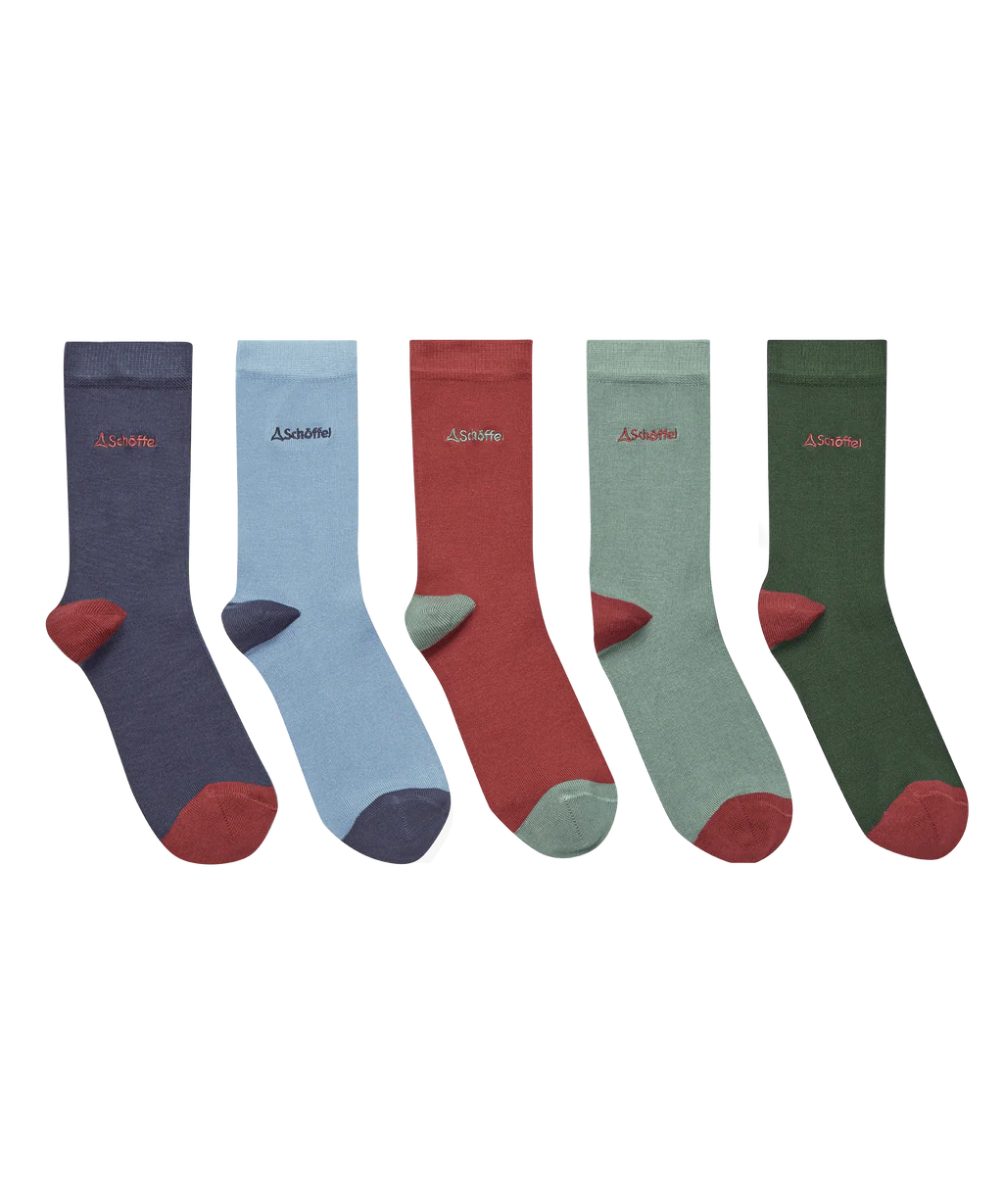 Schoffel, Ladies Bamboo Sock (Box Of 5) - (Logo Pink Mix)