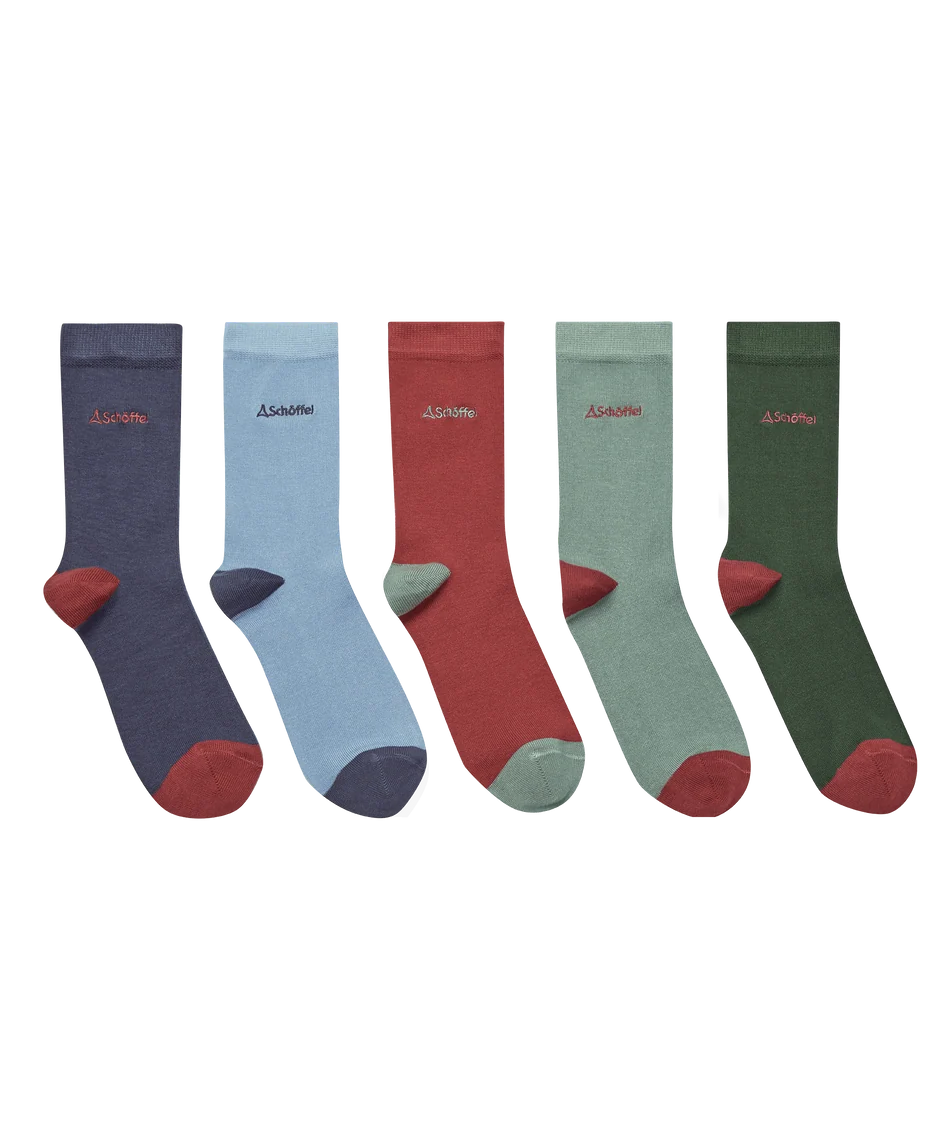 Schöffel, Ladies Bamboo Sock (Box Of 5) - (Logo Pink Mix)