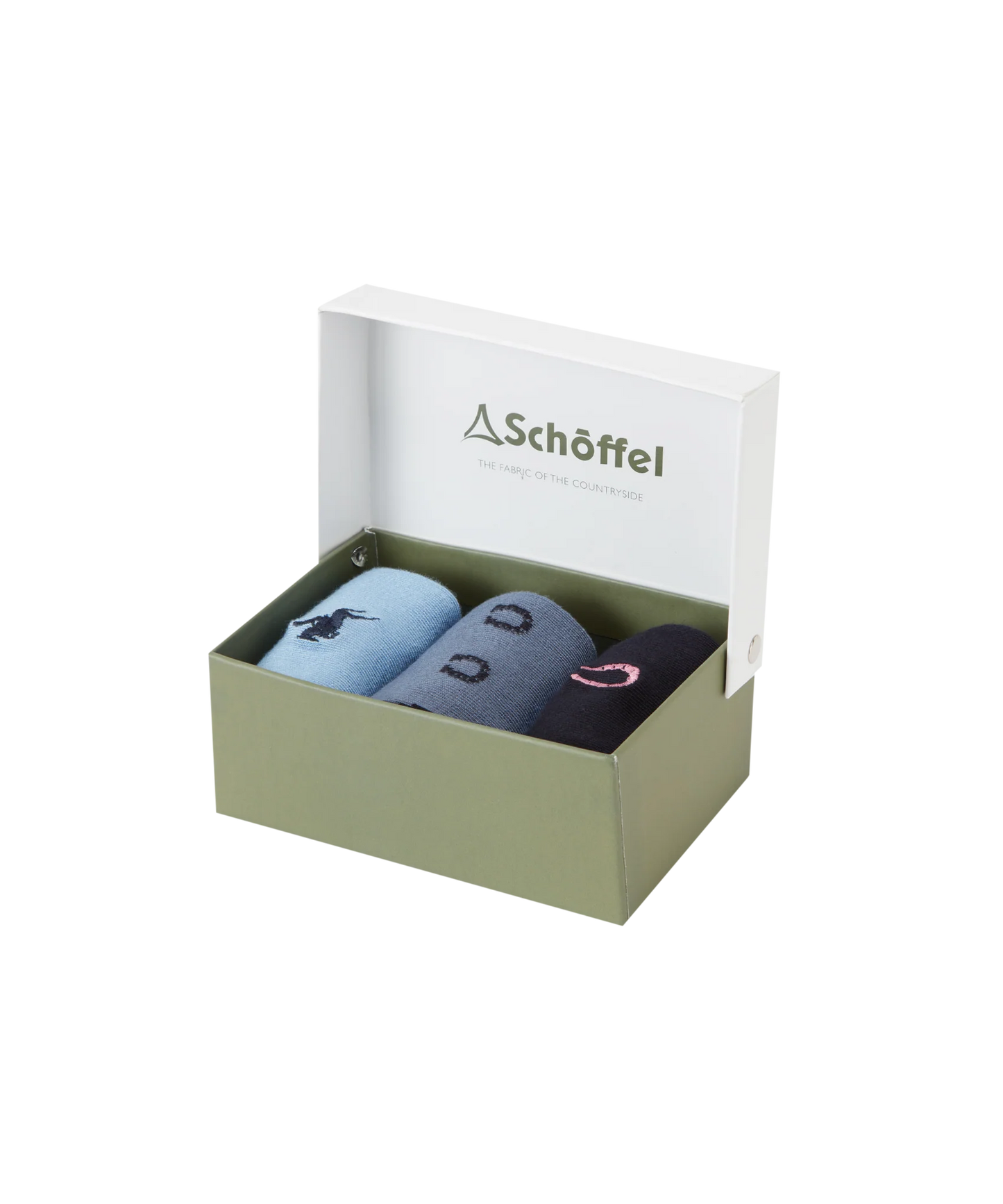 Schoffel Ladies Countrywear, the Women'S Bamboo Sock (Box Of 3) in Equestrian Mix
