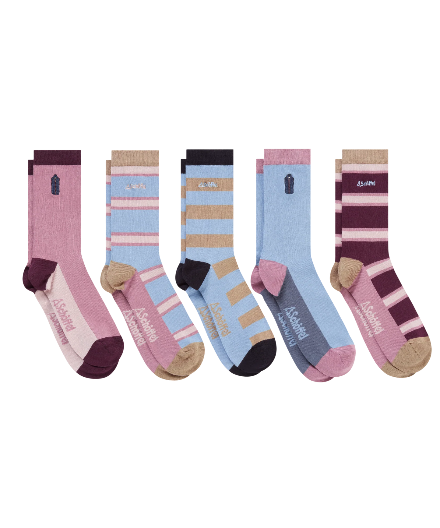 Schoffel Ladies Countrywear, the Women'S Bamboo Sock (Box Of 5) in Lindon Mix