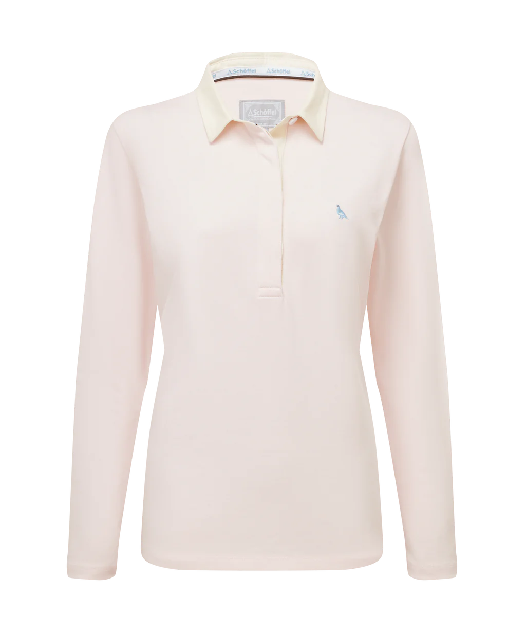 Schoffel Ladies, the Chapel Porth Rugby Shirt in Mauve Blush