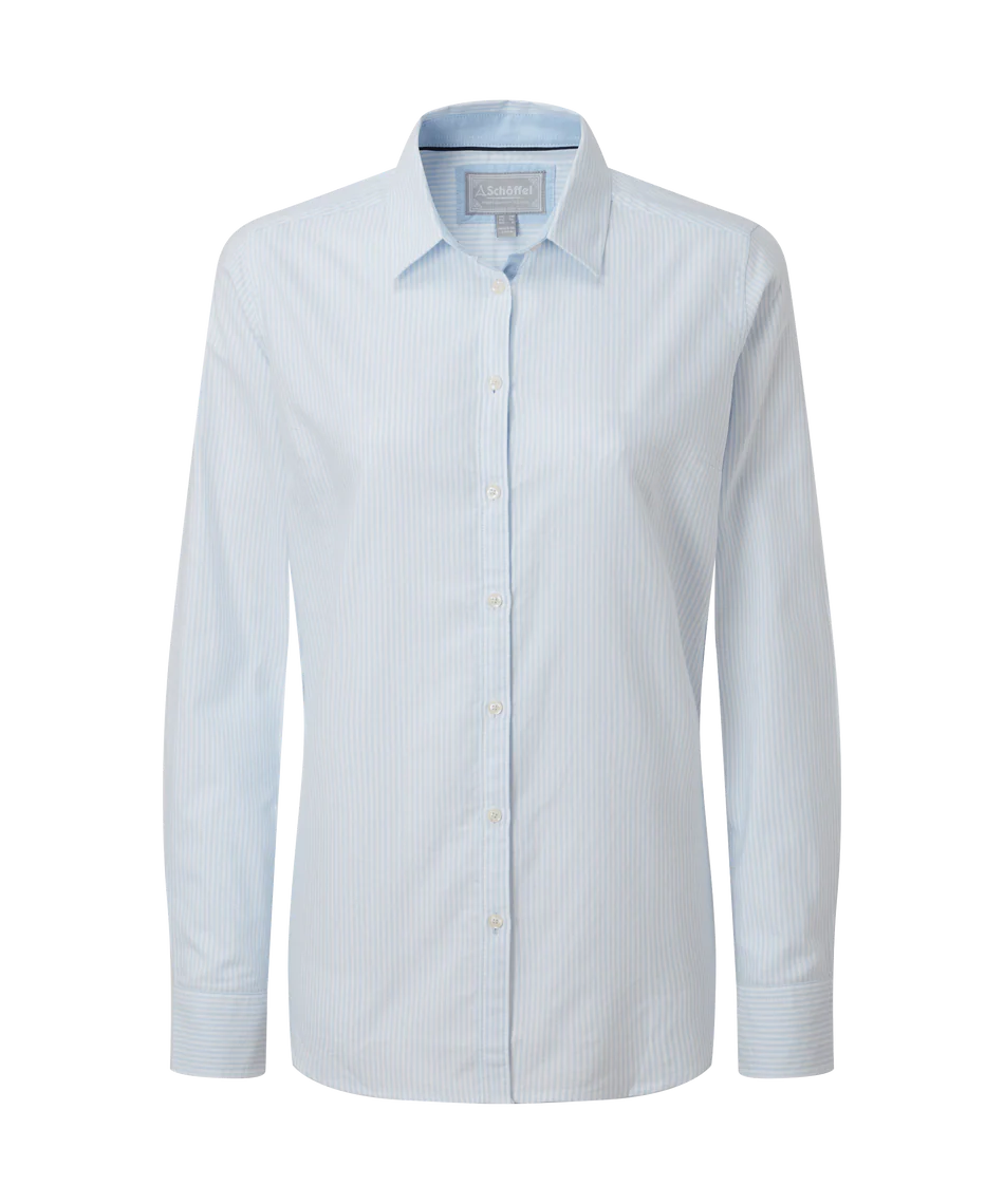 Schoffel Shirts , the Cley Soft Oxford Shirt (Pale Blue Stripe)