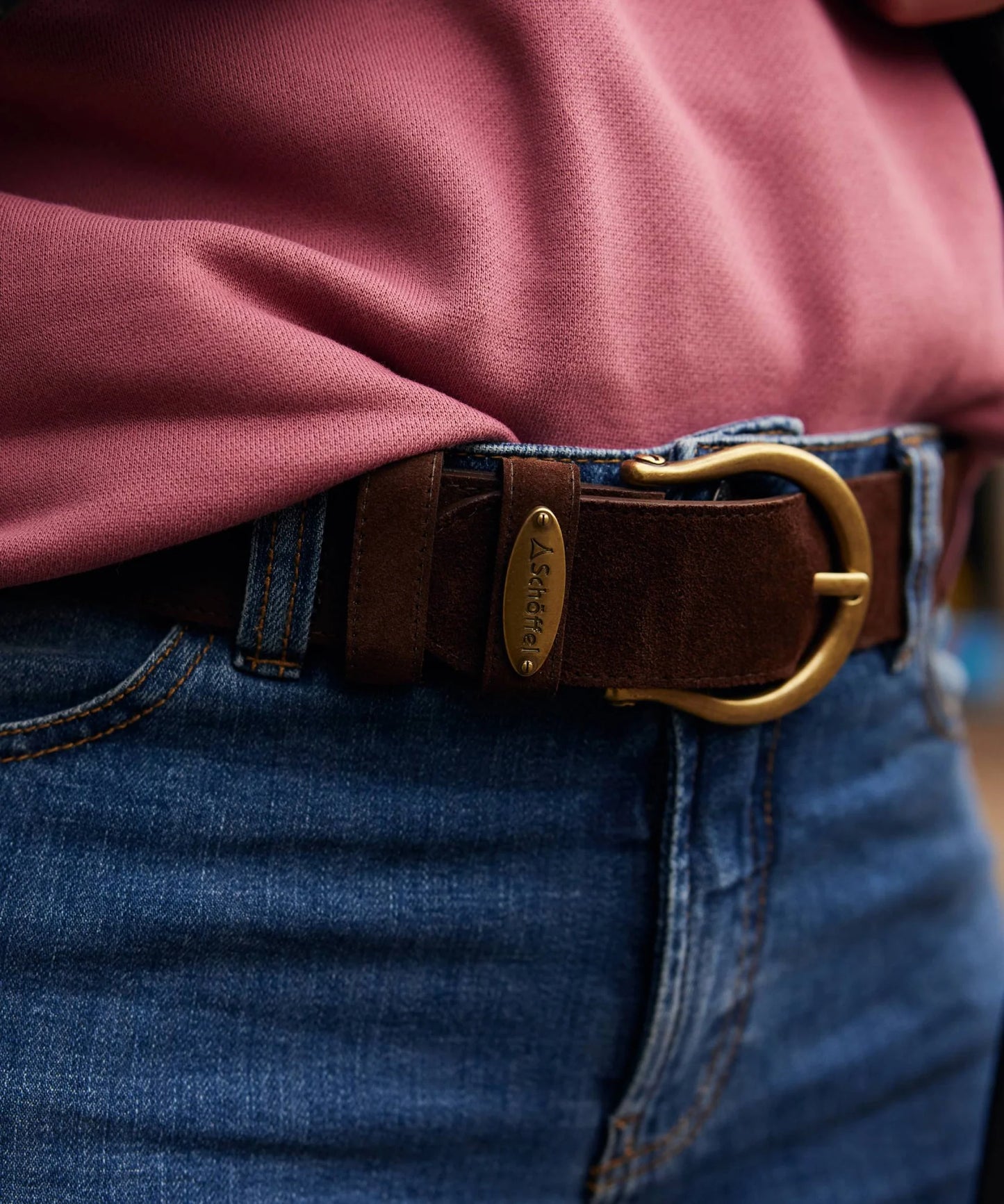 Schoffel Ladies Countrywear, the Dovedale Suede Belt in Chocolate Suede