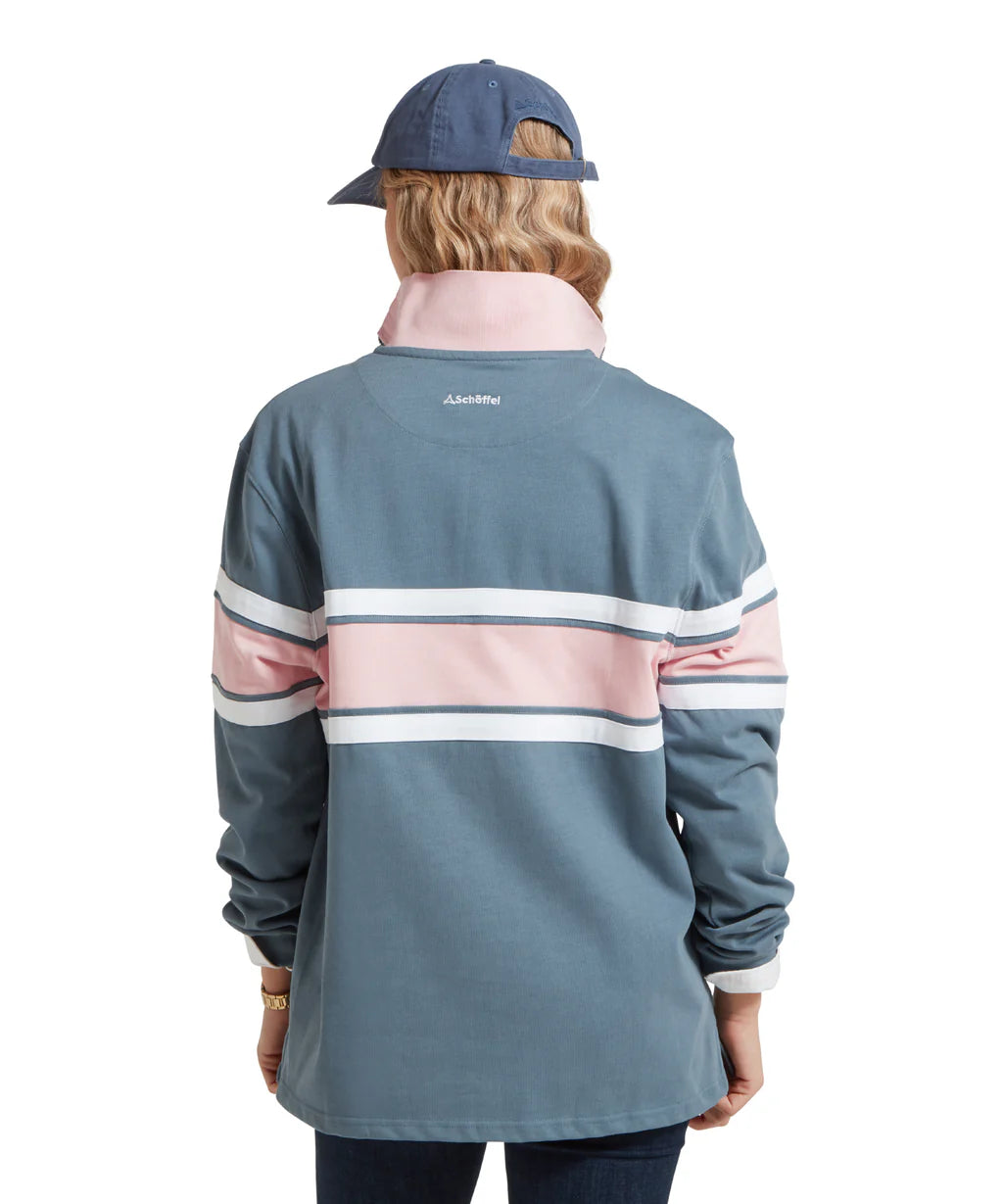 Schoffel Ladies, the Women'S Exmouth Heritage 1/4 Zip in Dark Pigeon Blue/Chalky Coral