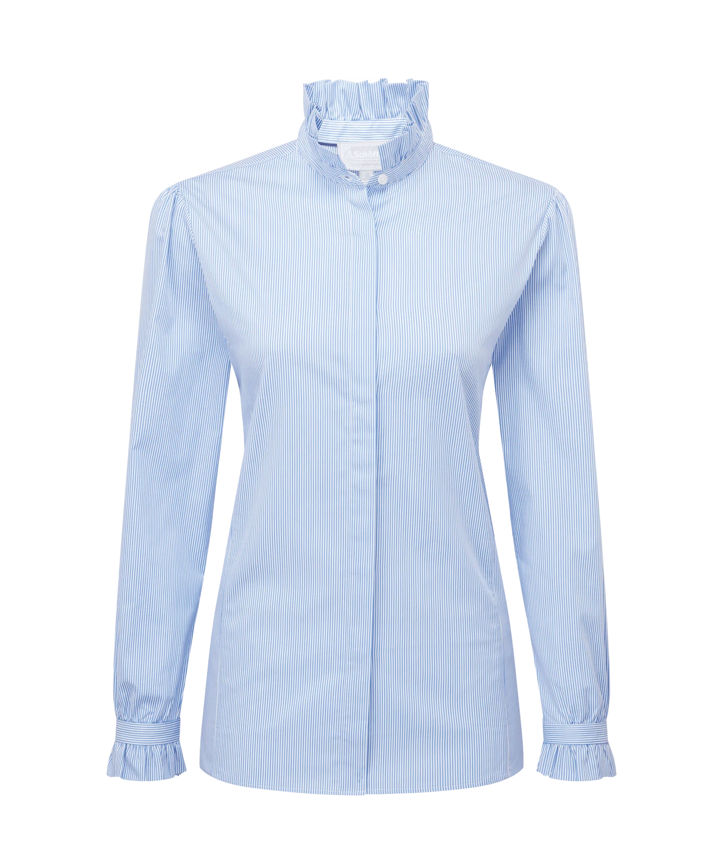 Schoffel Ladies Countrywear, the Fakenham Shirt in Light Blue Stripe