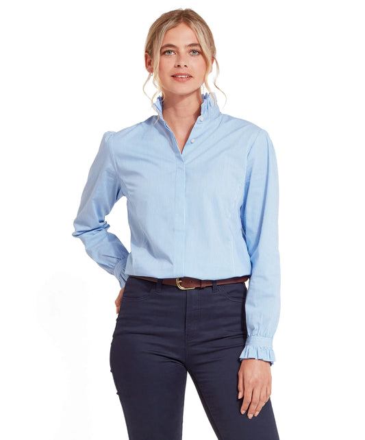 Schoffel Ladies Countrywear, the Fakenham Shirt in Light Blue Stripe
