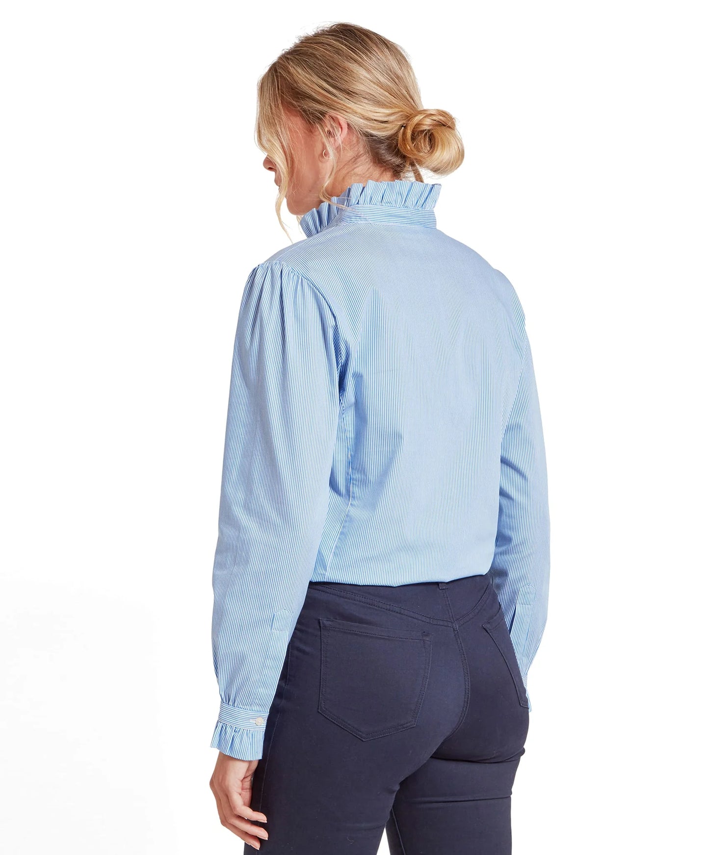Schoffel Ladies Countrywear, the Fakenham Shirt in Light Blue Stripe