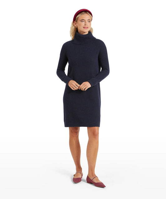 Schoffel Ladies Countrywear, the Filey Roll Neck Dress in Navy