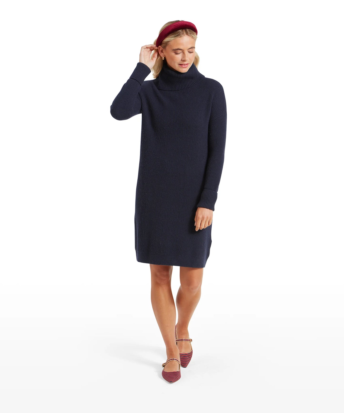 Schoffel Ladies Countrywear, the Filey Roll Neck Dress in Navy