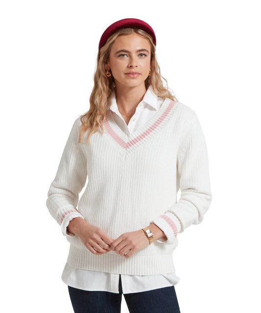 Schoffel Ladies, the Hambledon Jumper in Soft White/Blush