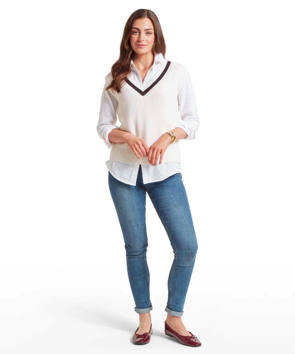 Schöffel Knitwear , the Hambledon Vest (Soft White/Navy)