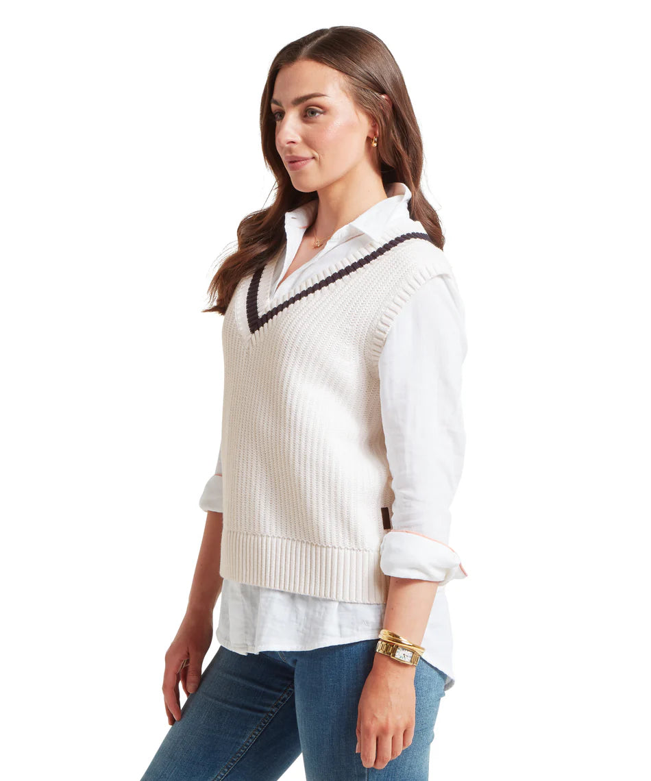 Schoffel Knitwear , the Hambledon Vest (Soft White/Navy)