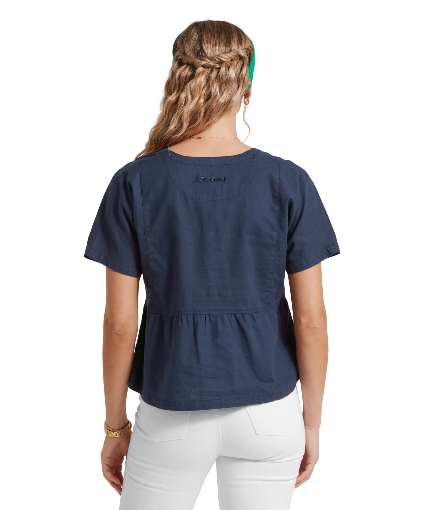 Schoffel Ladies, the Lavenham Linen Top in Dark Blueberry