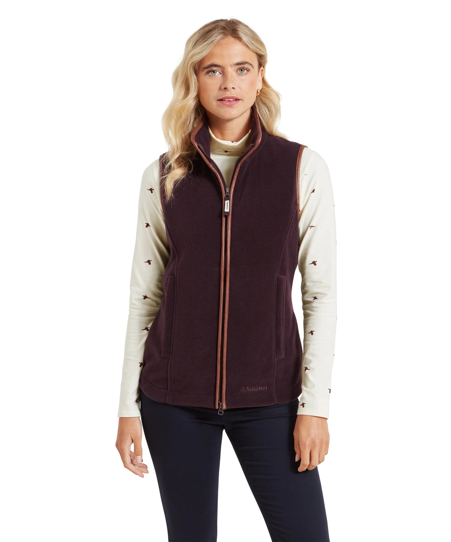 Schoffel Ladies Countrywear, the Lyndon Ii Fleece Gilet in Port