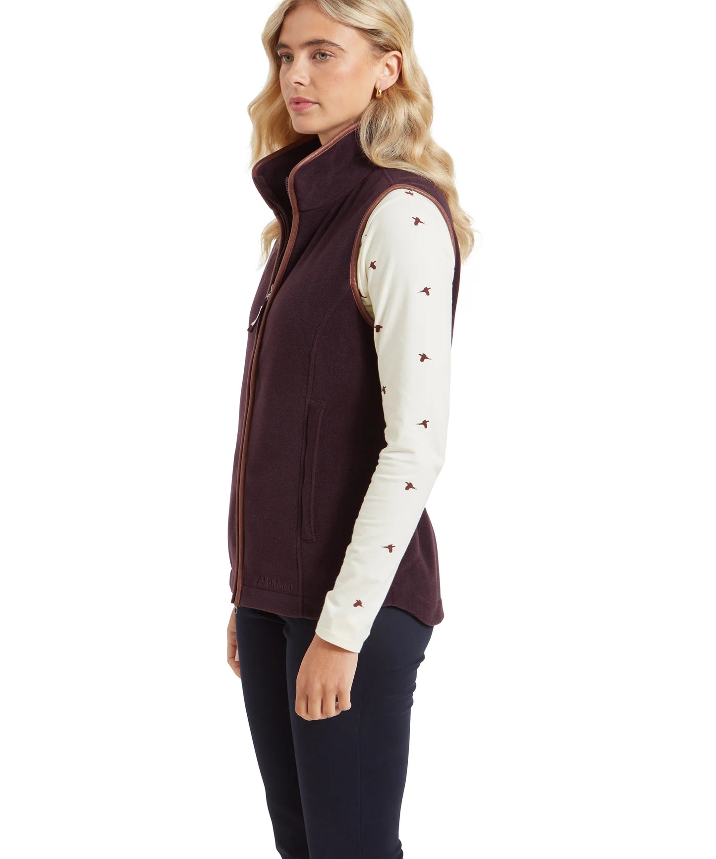 Schoffel Ladies Countrywear, the Lyndon Ii Fleece Gilet in Port