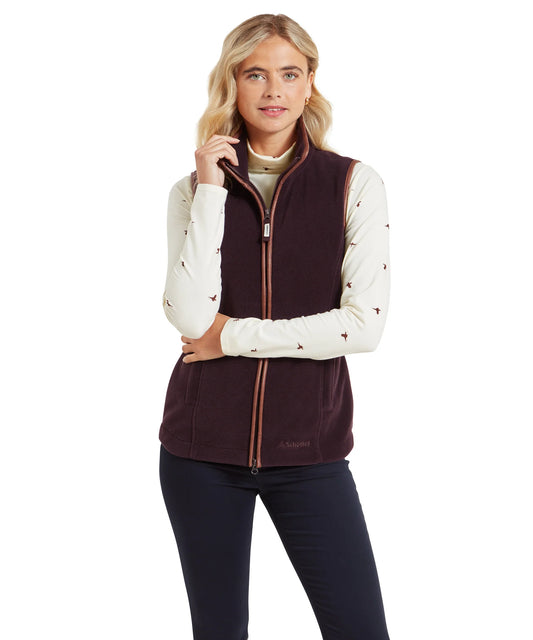 Schoffel Ladies Countrywear, the Lyndon Ii Fleece Gilet in Port