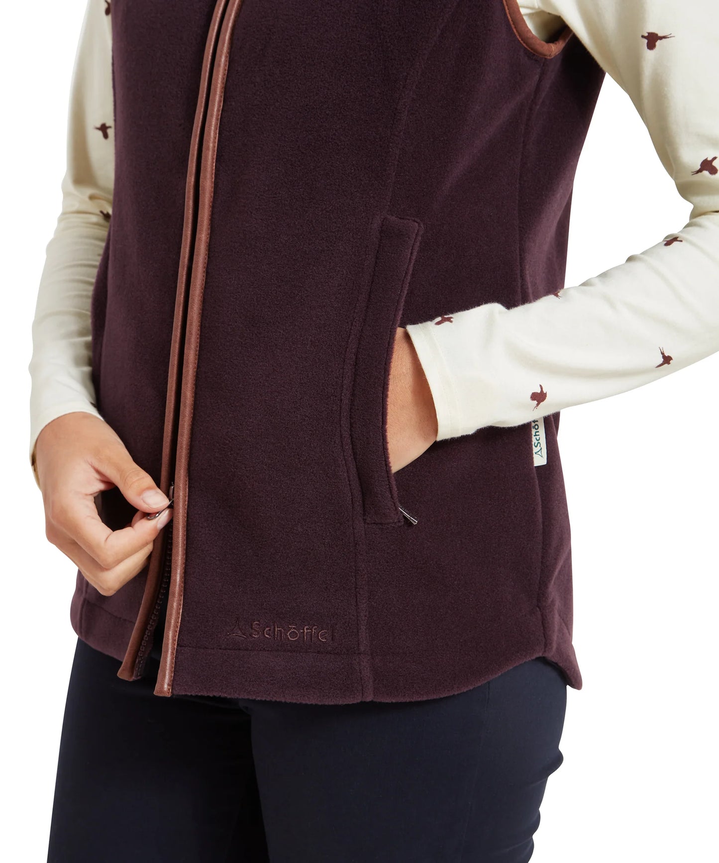 Schoffel Ladies Countrywear, the Lyndon Ii Fleece Gilet in Port