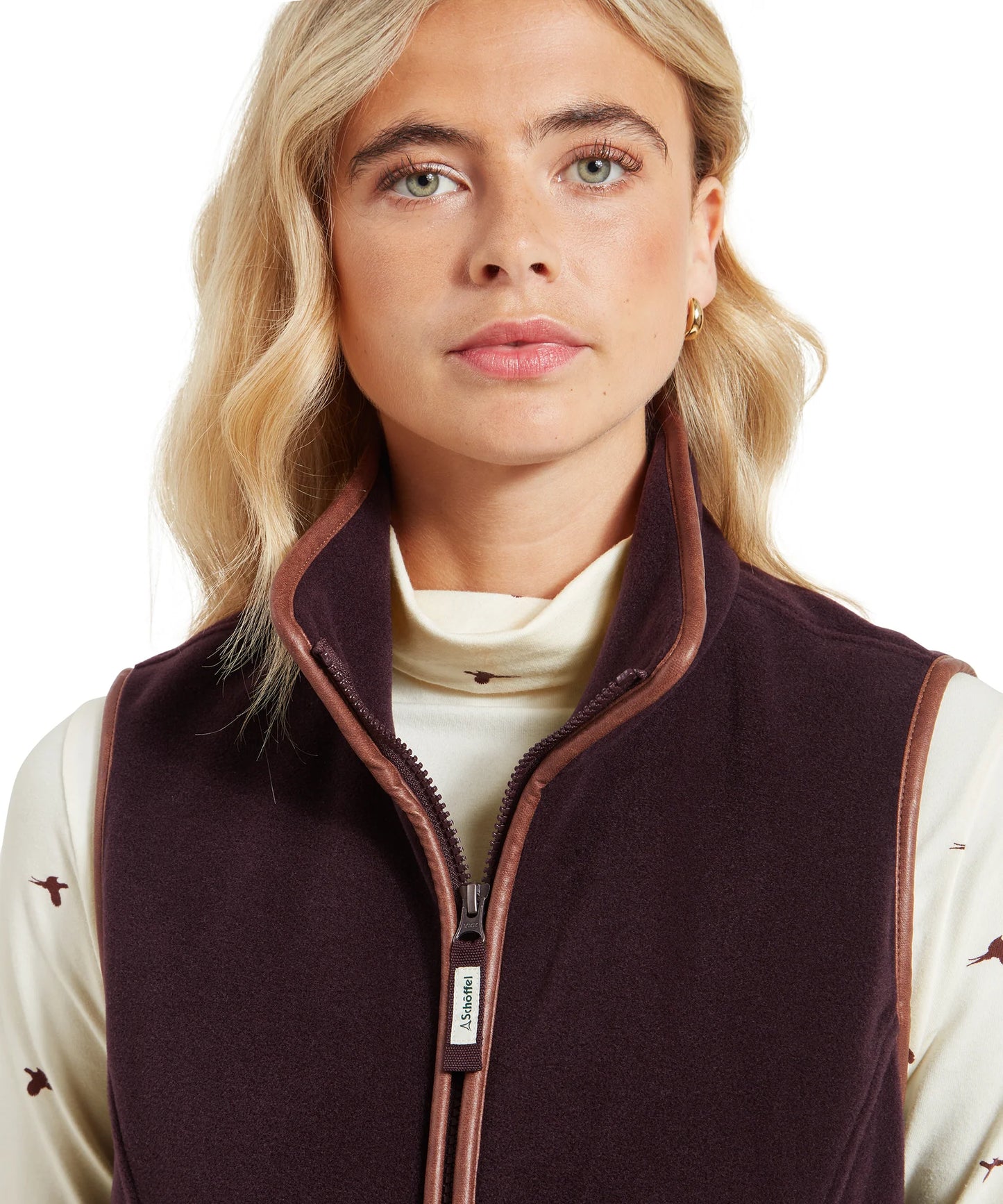 Schoffel Ladies Countrywear, the Lyndon Ii Fleece Gilet in Port