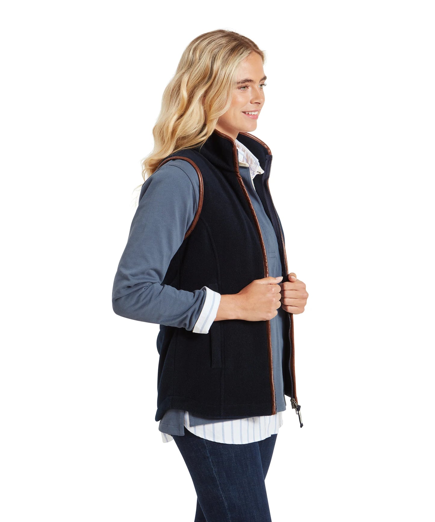 Schoffel Ladies Countrywear, the Lyndon Ii Fleece Gilet in Navy