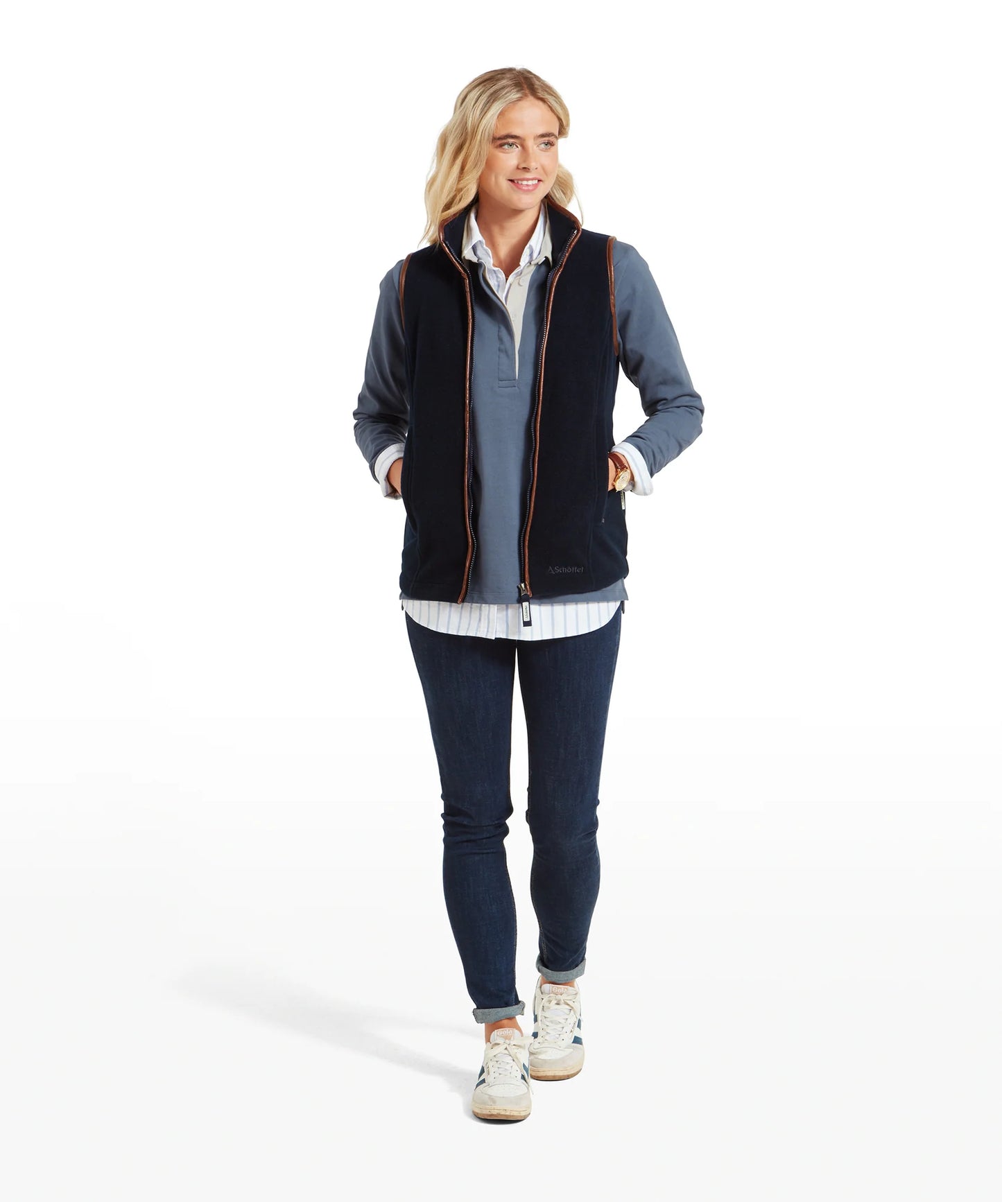 Schoffel Ladies Countrywear, the Lyndon Ii Fleece Gilet in Navy