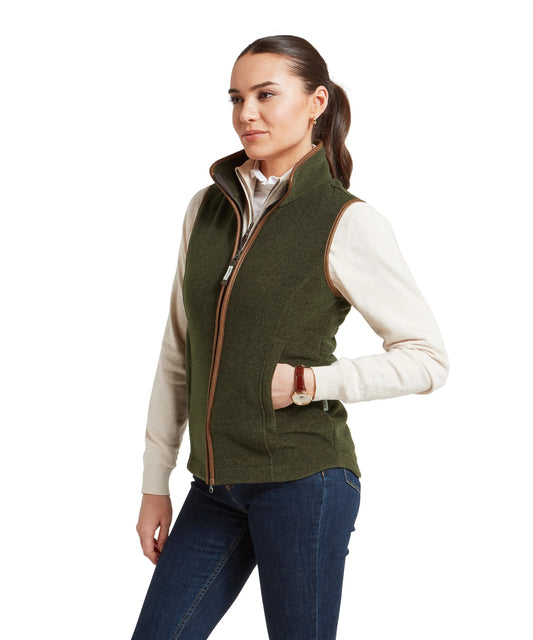Schoffel Ladies Countrywear, the Lyndon Ii Fleece Gilet in Dark Olive