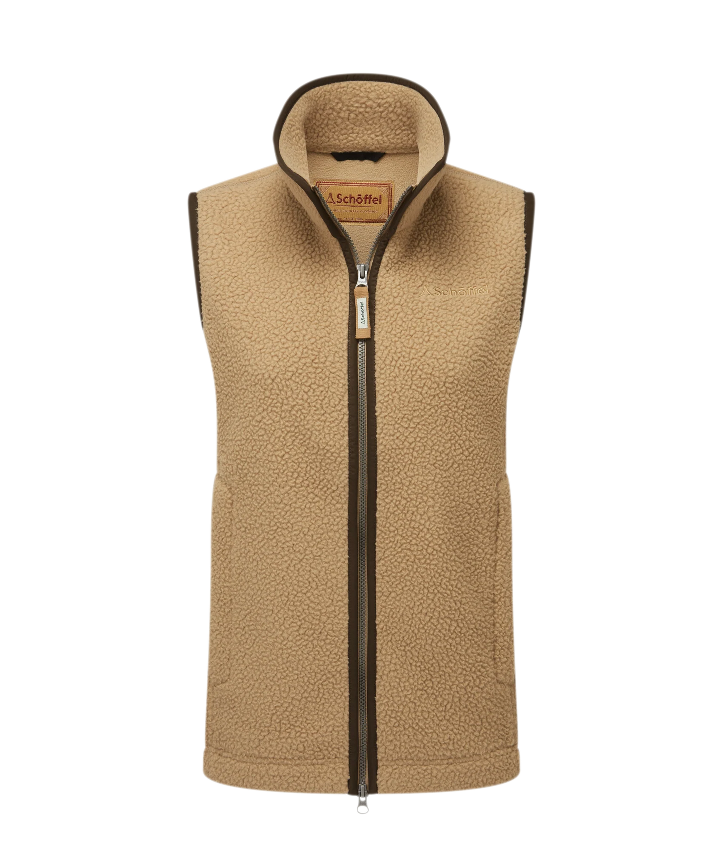 Schoffel Ladies Countrywear, the Lyndon Retro Fleece Gilet in Tan