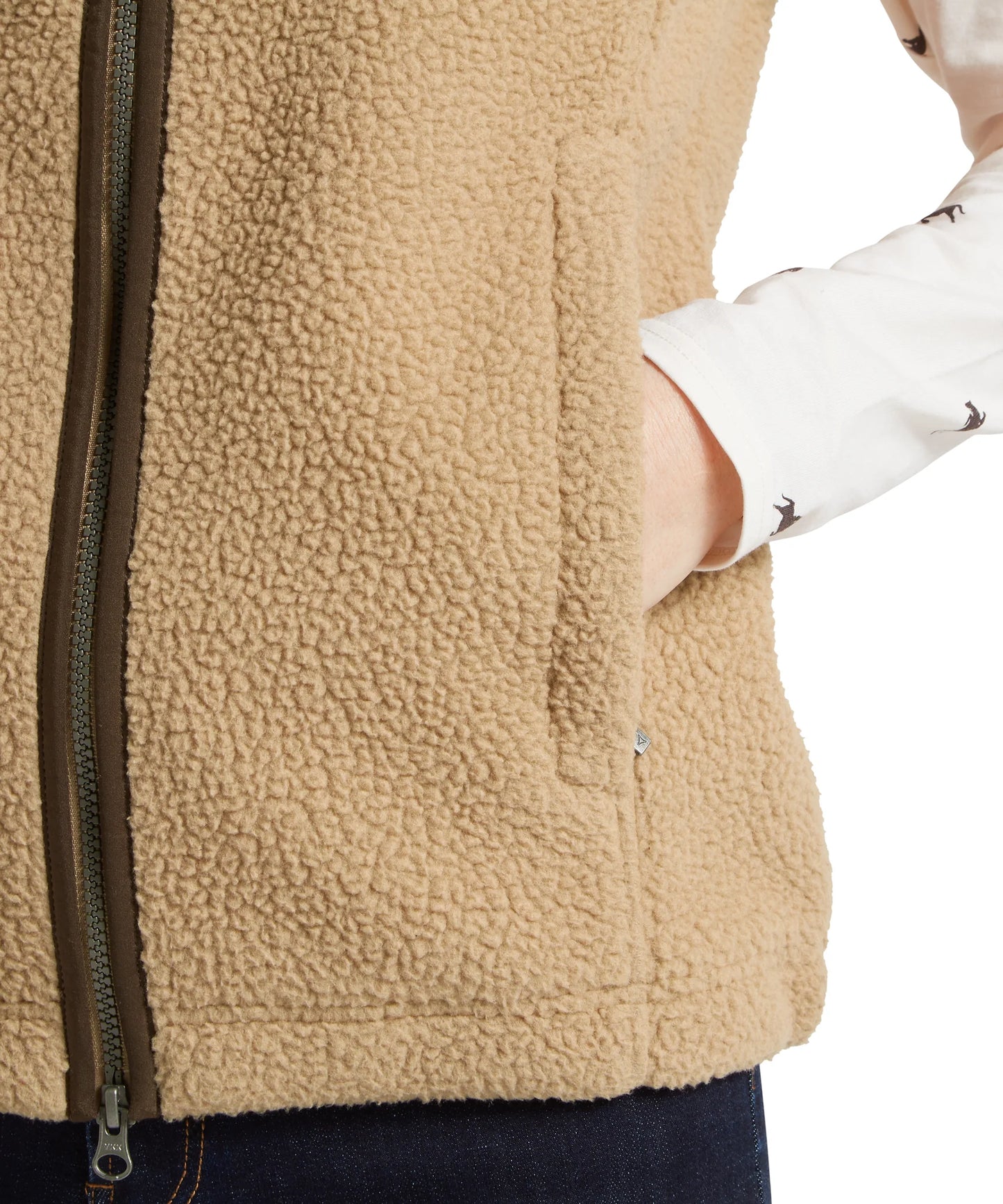 Schoffel Ladies Countrywear, the Lyndon Retro Fleece Gilet in Tan