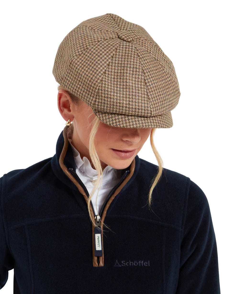 Schoffel, Ladies Newsboy Cap - (Houndstooth Tweed)