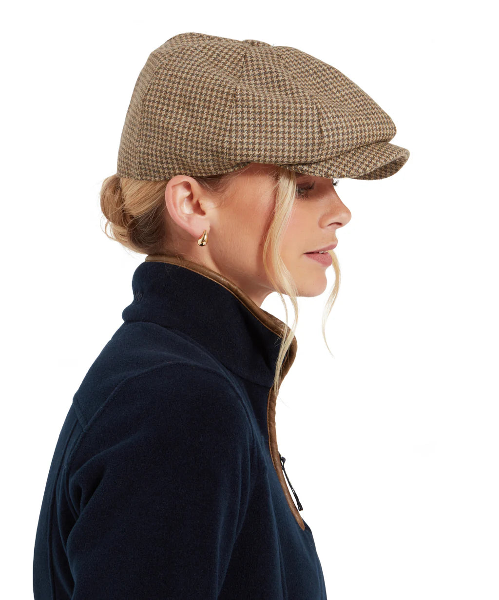 Schoffel, Ladies Newsboy Cap - (Houndstooth Tweed)