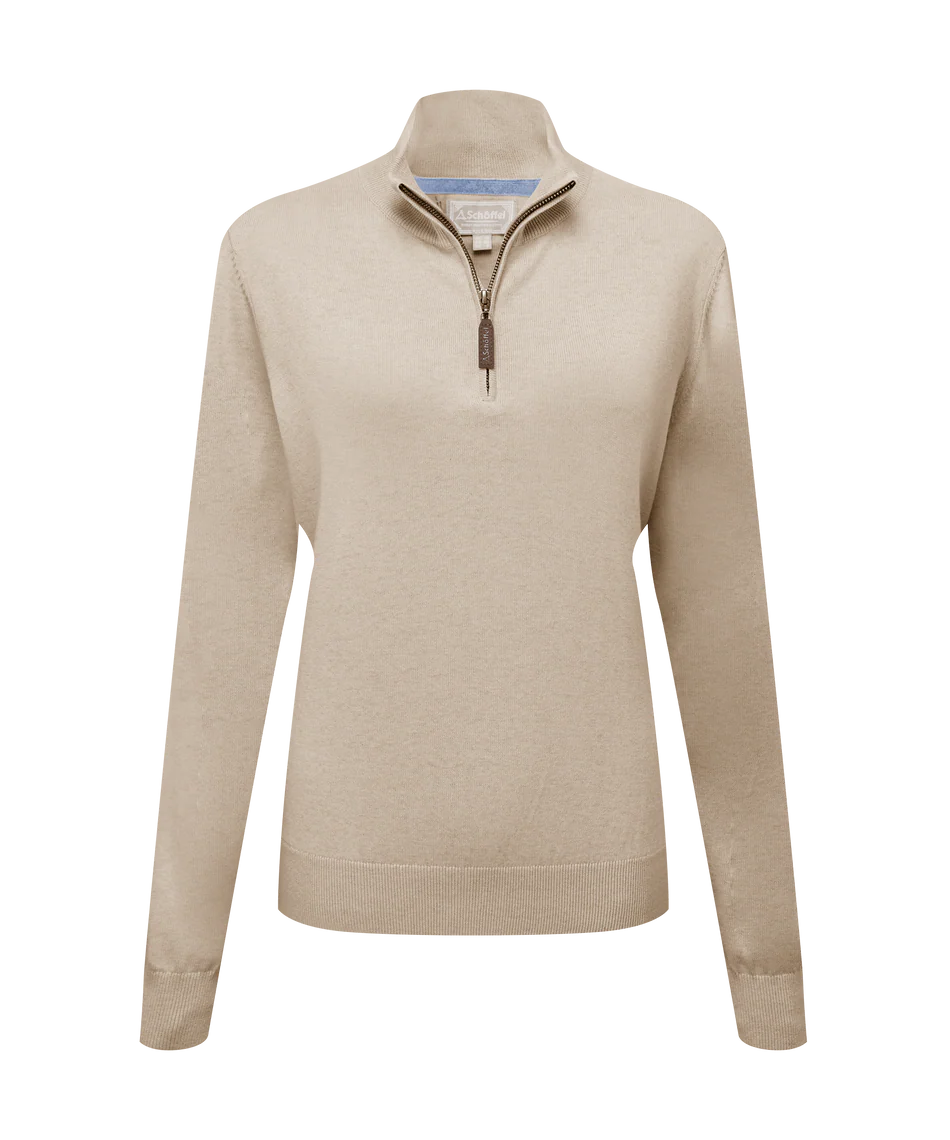 Schoffel Knitwear , the Polperro Pima Cotton 1/4 Zip (Oat)