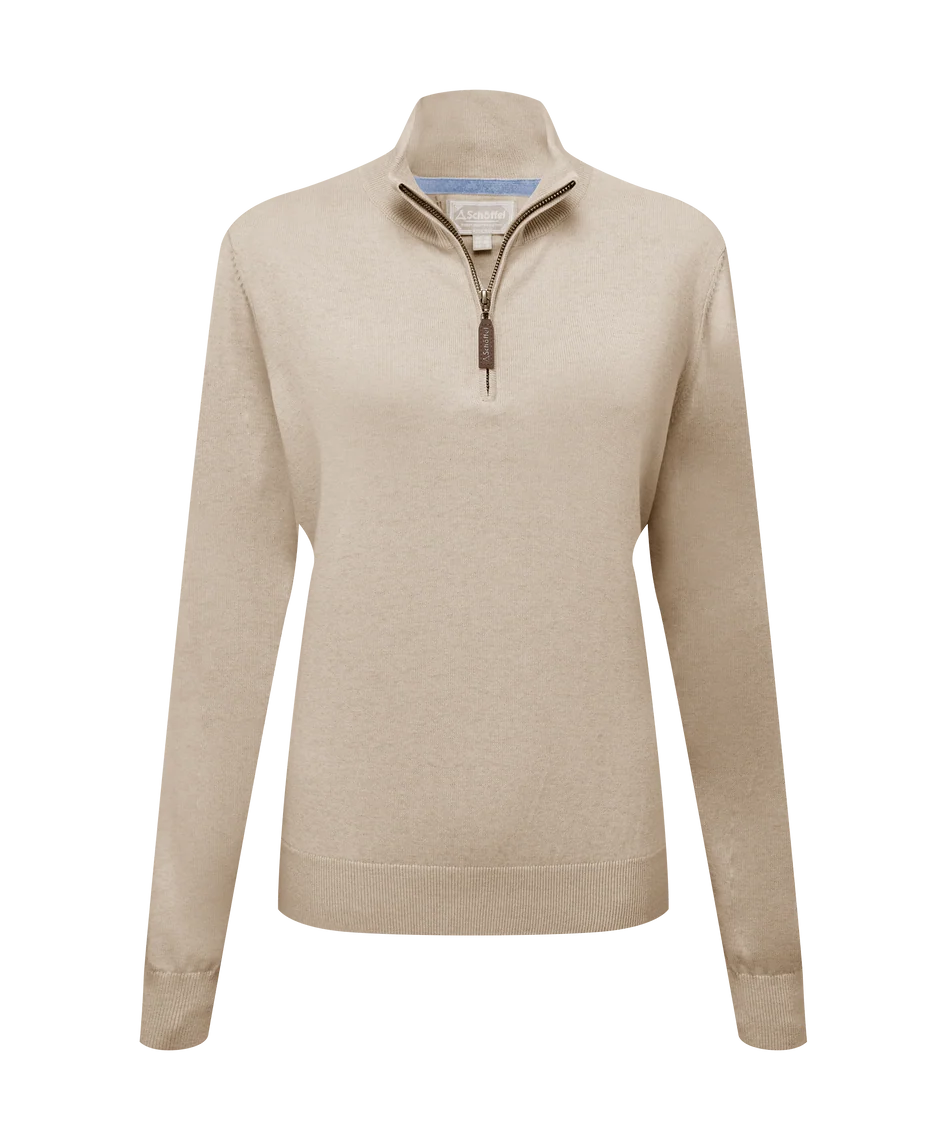 Schöffel Knitwear , the Polperro Pima Cotton 1/4 Zip (Oat)