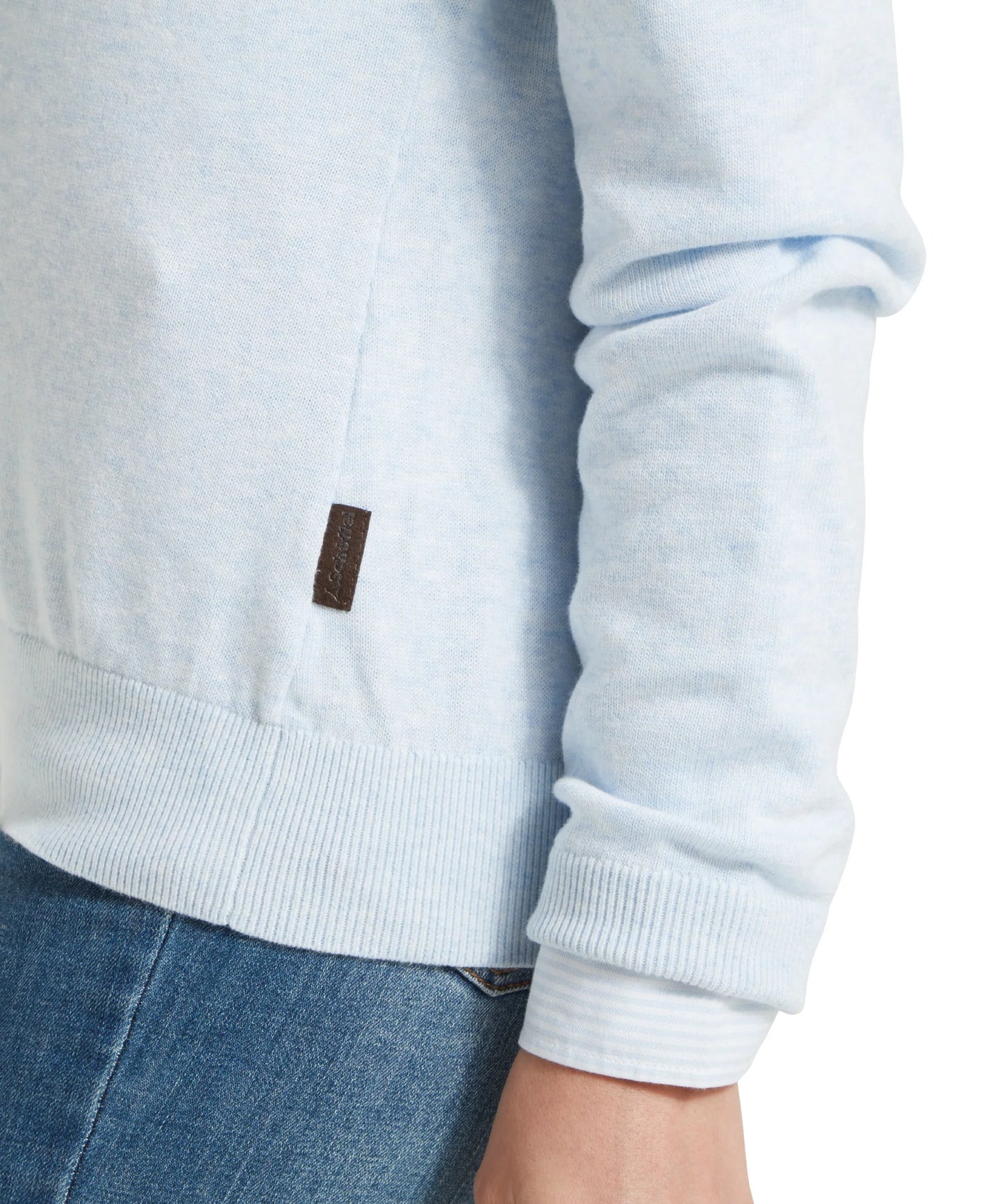 Schoffel Ladies, the Polperro Pima Cotton 1/4 Zip in Blue Water