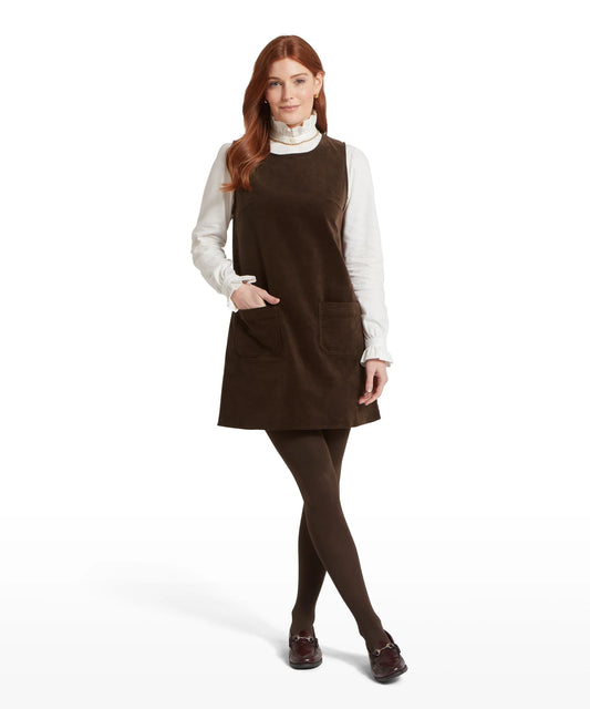 Schoffel Ladies Countrywear, the Sage Cord Pinafore Dress in Chocolate