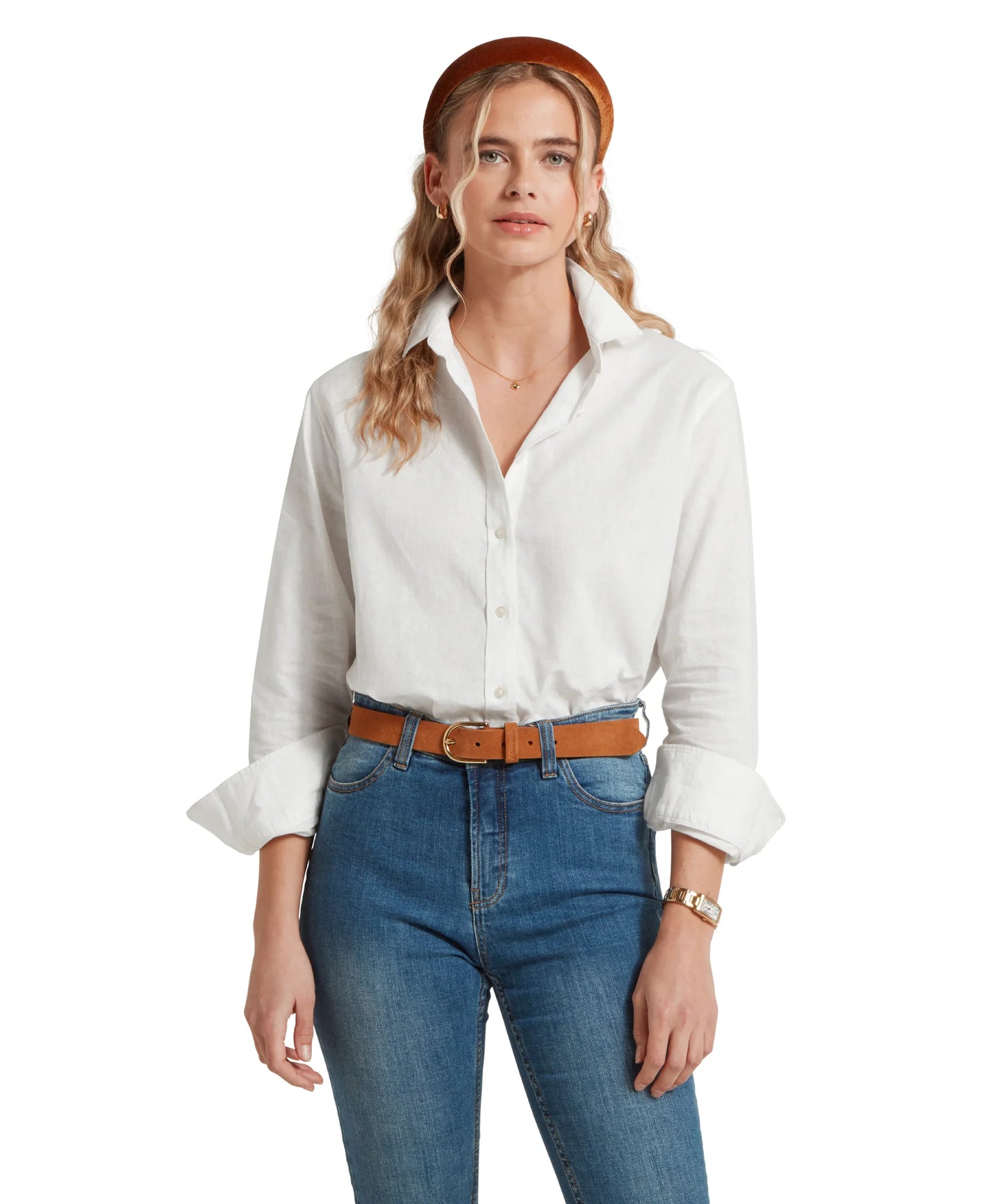 Schoffel Ladies, the Salthouse Linen Shirt in White