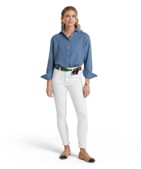 Schoffel Ladies, the Salthouse Linen Shirt in French Navy