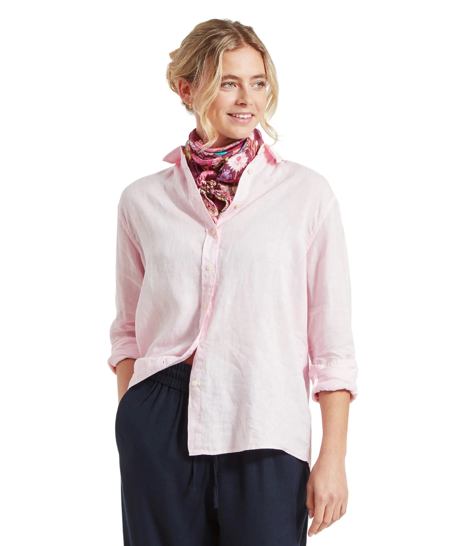 Schoffel Ladies, the Salthouse Linen Shirt in Pale Pink
